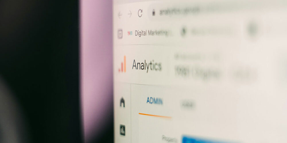 Google Analytics dashboard and Admin panel for digital marketing